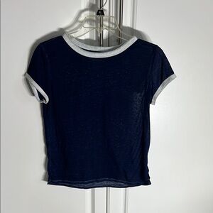 Navy Blue Sheer Women's Top